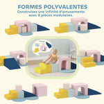 Parcours motricité bébé jouet d'escalade modulable 8 pièces housse lavable en velours 51 x 40 x 40 cm multicolore