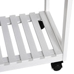 Ensemble Table de Bar Pliable sur roulettes avec étagère et 2 tiroirs + 2 tabourets Bois pin MDF Blanc chêne Clair