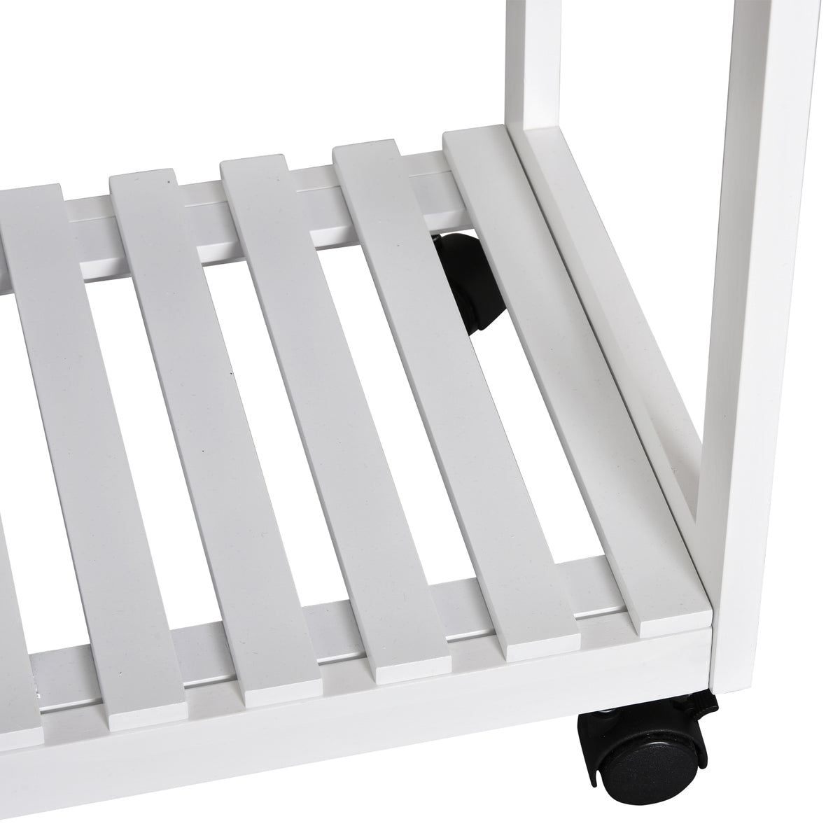 Ensemble Table de Bar Pliable sur roulettes avec étagère et 2 tiroirs + 2 tabourets Bois pin MDF Blanc chêne Clair