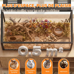Cage Hamster Habitat Rongeur Vue Panoramique 360° Structure Robuste en Métal Espace Étanche Profond 100x50x52,5 cm Noir