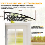 Auvent de porte toit marquise en polycarbonate auvent de porte d'entrée bord en aluminium contre la pluie et UV