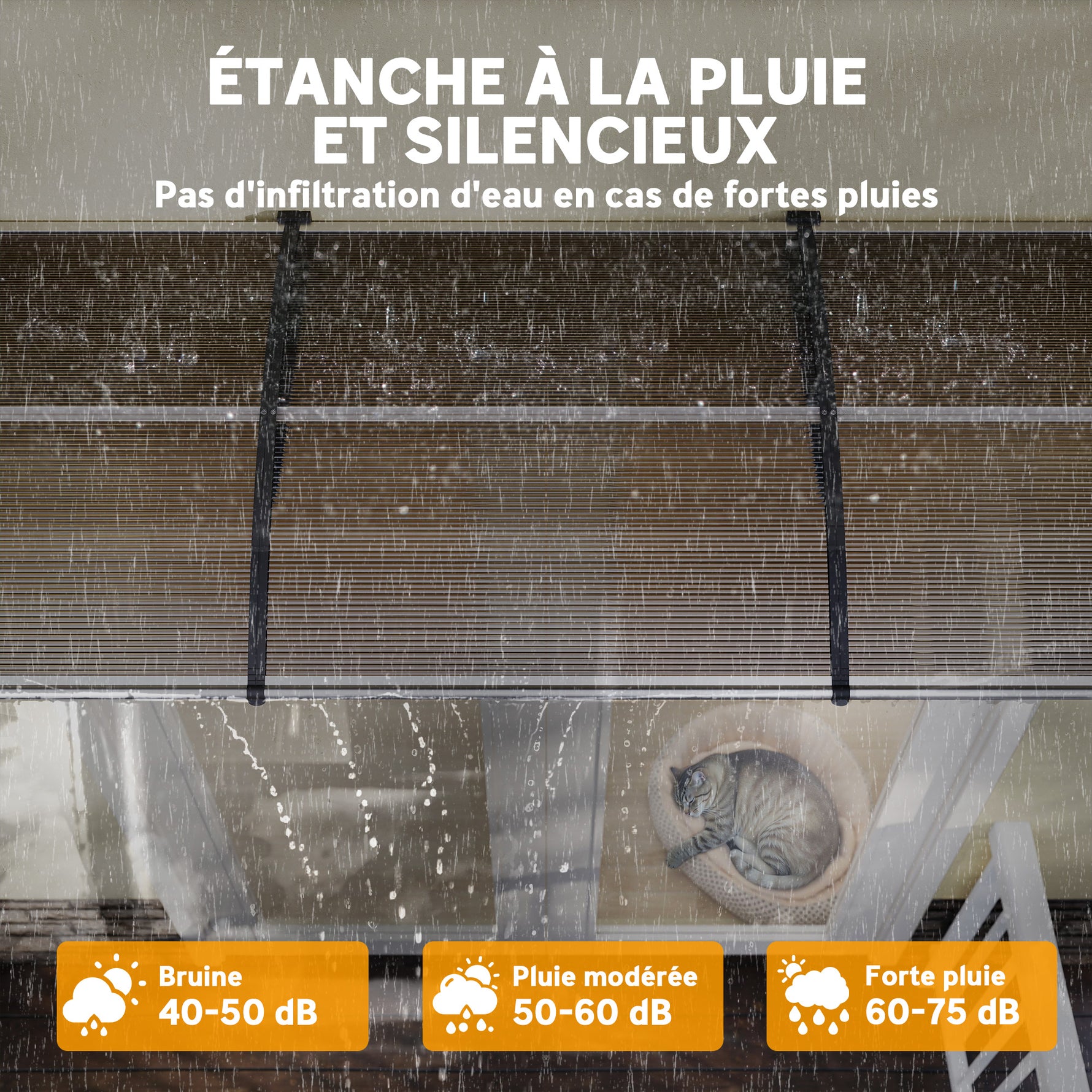 Auvent de porte toit marquise en polycarbonate auvent de porte d'entrée bord en aluminium contre la pluie et UV