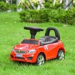 Cavalcabile per bambini, veicolo a spinta con vano portaoggetti, clacson, fari e musica, 63,5 x 28 x 36 cm, rosso
