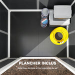 Abri de jardin en plastique avec plancher porte verrouillable fenêtre et ventilation  128 x 104 x196 cm gris