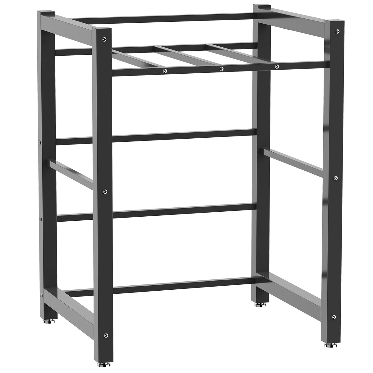 Soporte para apilar lavadora/secadora, 300 kg, con patas ajustables y barra de secado, negro