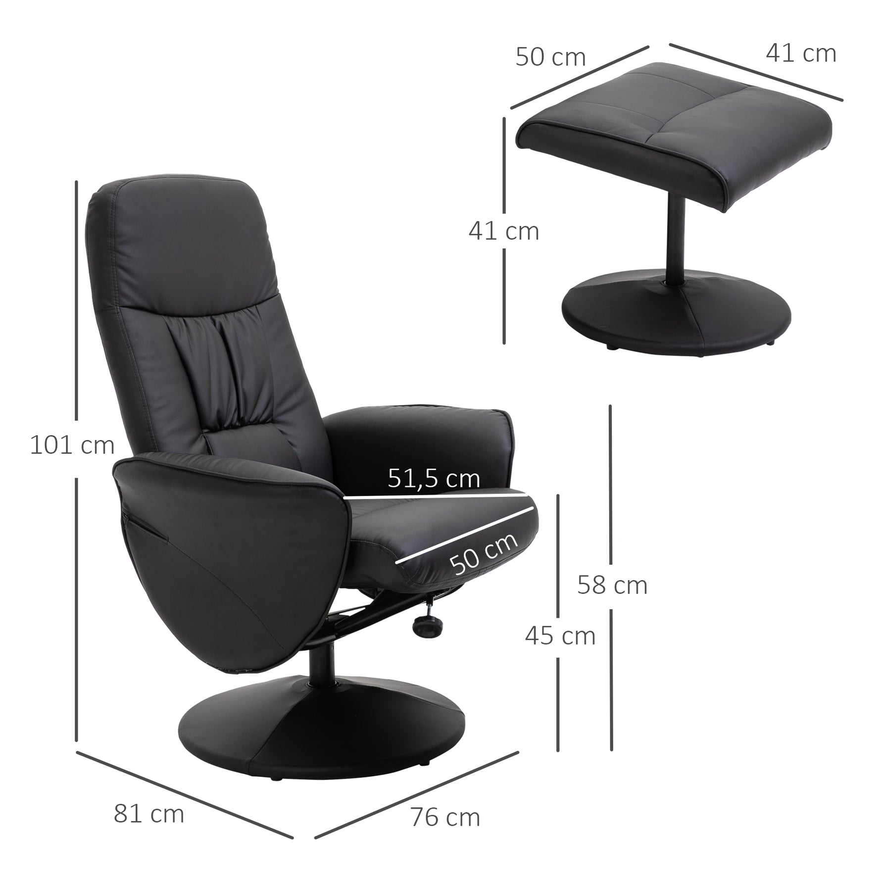 Fauteuil relax avec repose-pied fauteuil de relaxation relaxant pivotant 360° et dossier inclinable pour TV
