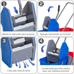 Professioneller Reinigungswagen mit Backenpresse, 2 Eimern à 25 l, 73 L × 45 B × 92 H cm, Kunststoff, grau/blau/rot