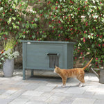 Maison pour chats niche d'extérieur en bois surélevée avec toit ouvrable isolée  85 x 50 x 68,5 cm gris foncé et noir