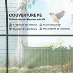 Serre de Jardin Tunnel 6 m² 3L x 2l x 2H m châssis Tubulaire renforcé Porte zippée 2 fenêtres enroulables - transparent