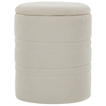 Pouf de Rangement en Chenille avec Couvercle, Tabouret Rond pour Salon et Chambre, Beige
