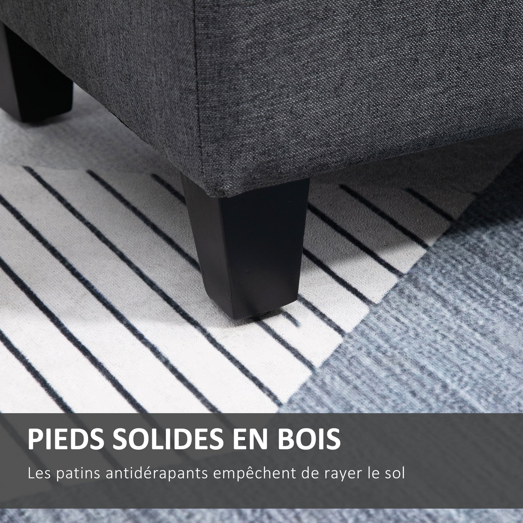 Banc de rangement pouf salon bout de lit coffre de rangement pour salon, chambre, entrée, 100 x 40 x 44 cm, gris foncé