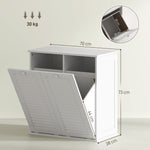Meuble salle de bain avec panier à linge armoire salle de bain en bois portes persiennes 2 paniers 70 x 38 x 73 cm blanc
