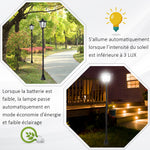 Luminaire extérieur lampadaire sur pied solaire lampadaire lanterne classique LED 60 Lm max. dim. 26L x 26l x 177H cm noir