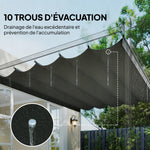 Toile de toit pour pergola tonnelle rétractable de 3 x 3 m - toile uniquement 250 x 255 cm gris clair