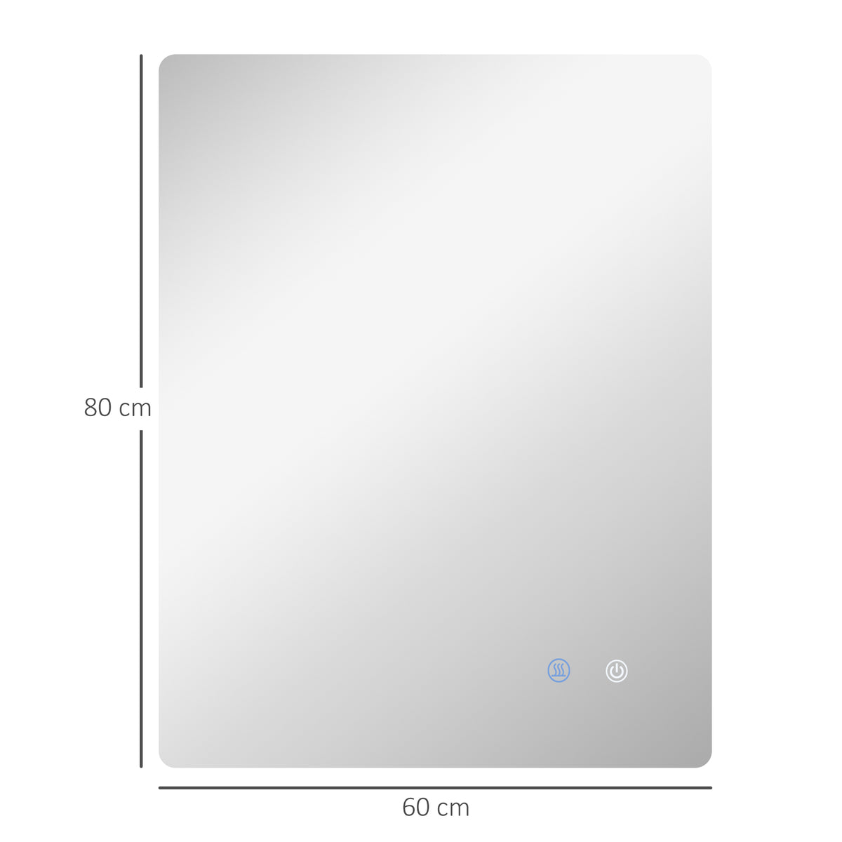 Miroir rectangulaire mural lumineux LED de salle de bain 80 x 60 cm luminosité réglable blanc transparent