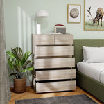 Commode 6 tiroirs meuble de rangement sans poignées design minimaliste 80 x 39 x 115 cm bois naturel
