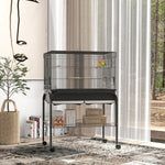 Grand cage oiseaux cage perroquet avec support roulettes pour cacatoès perruche canaris perroquet 85 x 49 x 119 cm noir