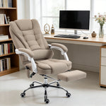 Fauteuil de bureau direction massant chauffant hauteur réglable dossier inclinable toile de lin beige