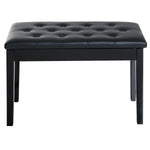 Banquette tabouret siège pour piano avec coffre de rangement pied bois caoutchouc assise capitonnée noir