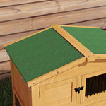 Clapier de sol cage à lapin niche supérieure avec rampe enclos extérieur porte verrouillable 150 x 52,5 x 68 cm jaune