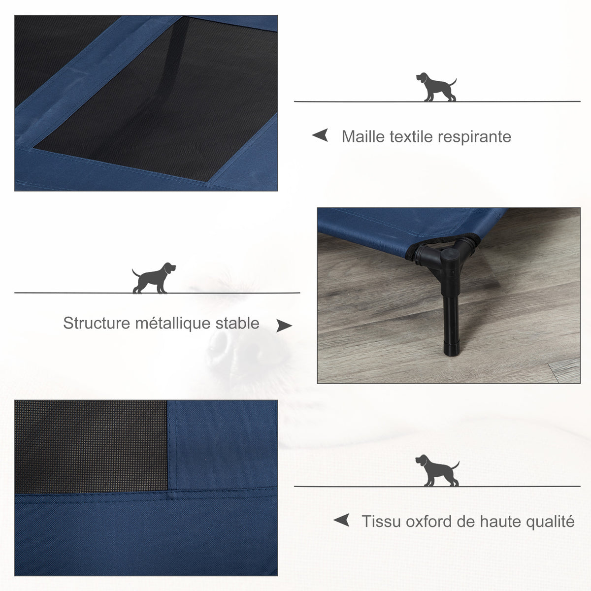 Letto rialzato per cani e gatti, brandina per animali, tessuto Oxford in textilene microforato, acciaio