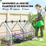 Mini Serre de Jardin Mini serre Tunnel Toit Pointu Acier Anti-UV Fenêtres, 180x 90x90cm, Transparent