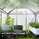 Serre de jardin polycarbonate 190 x 132 x 201 cm résistant aux UV 30+ fondation renforcé gouttière gris