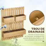 Jardinière murale potager avec 3 bacs en bois massif amovibles 60 x 16 x 80 cm