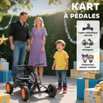 Kart à pédales pour enfants, karting enfant, avancer et reculer, pour garçons filles de 2-5 ans, 84x54x56 cm, noir
