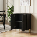 Buffet Cuisine, Meuble de Rangement avec 2 Portes, Étagère Réglable, Pieds Métalliques Surélevés, 60 x 40 x 80 cm, Noir