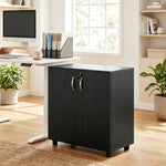 Armario de oficina de 2 niveles, mueble de almacenamiento de oficina con 2 puertas, cerraduras y llaves, 80x40x80cm, negro