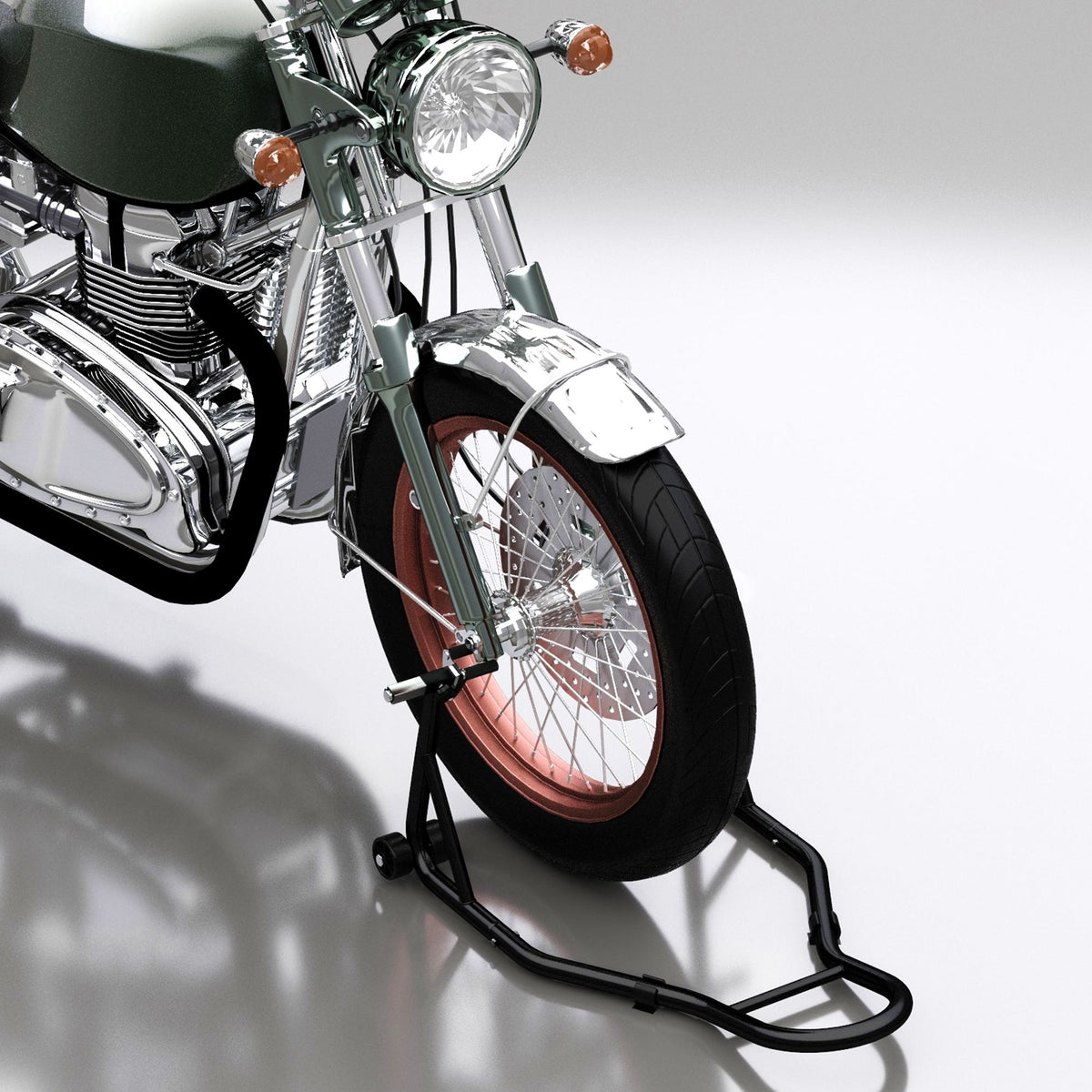 Cavalletto per moto, cavalletto anteriore per moto con perno regolabile e adattatori per forcellone, nero