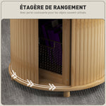 Table basse ronde table de salon en bambou avec rangement caché et porte coulissante, dim. Ø 60 x 45H cm, bois naturel-4