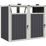 Abri pour 2 poubelles 240L cache poubelle extérieur couvercle relevable 180° acier galvanisé 146x81x122cm gris foncé