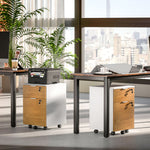 Caisson de bureau, meuble de rangement 2 tiroirs 2 barres pour dossier suspendu, verrouillable avec 2 clés 42x40x60 cm