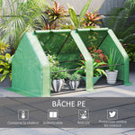Mini Serre de Jardin Mini Serre Tunnel 180L x 90l x 90H cm Toit Pointu Acier PE Haute Densité 140 g/m² Anti-UV Fenêtres avec Zip Enroulables Vert