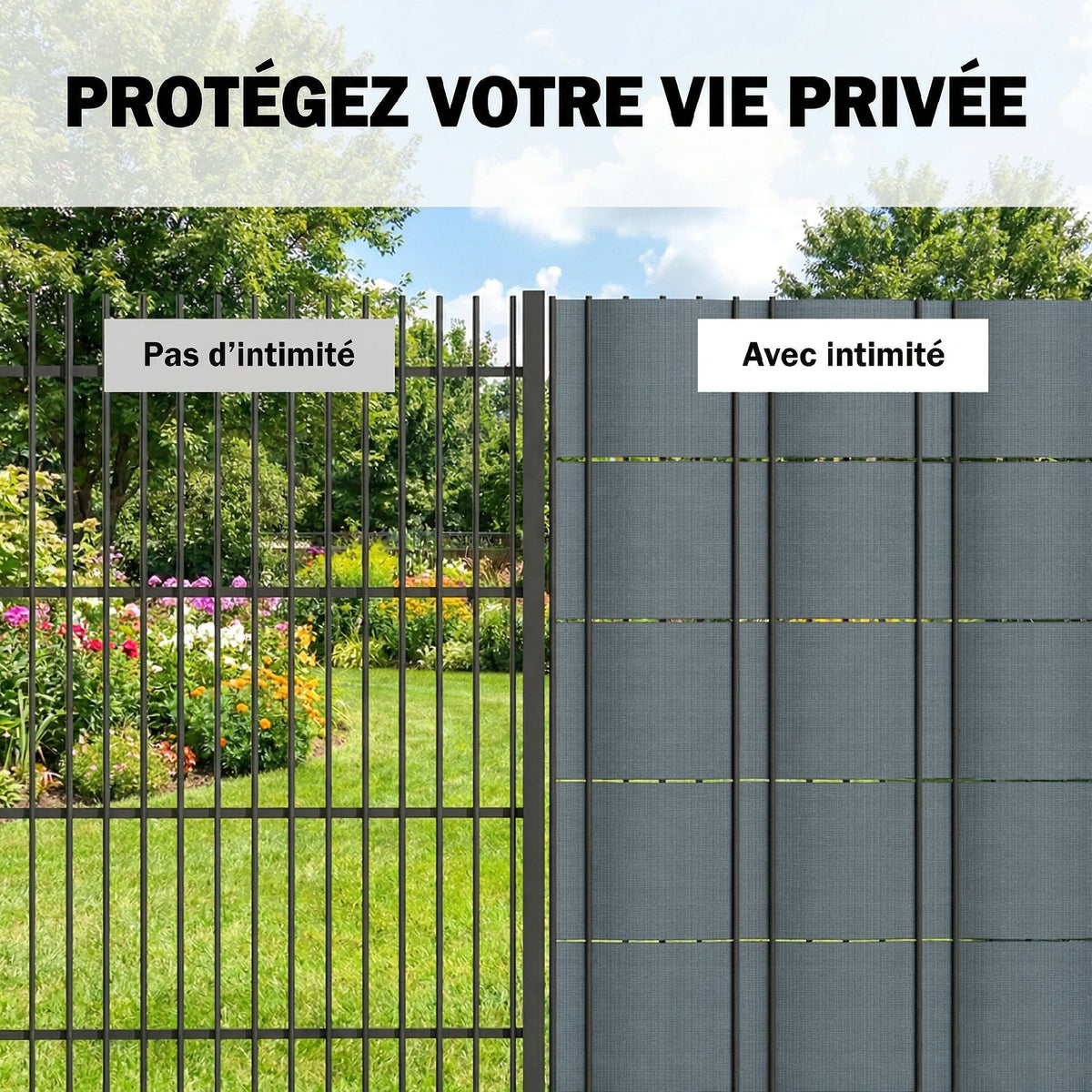 Brise-vue PVC Rouleau Occultant 140m Bande de Protection Visuelle 450g/m² 120 Clips de Fixation Imperméable Gris
