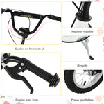 Trottinette enfants, grandes roues pneumatiques 12 pouce en caoutchouc, charge 100 kg, trottinette tout terrain avec double freins, hauteur réglable et béquille latérale, 5 à 12 ans, blanc