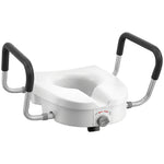 Rehausseur de siège de toilettes avec poignées, largeur réglable, accoudoirs rembourrés, blanc