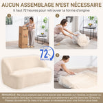 Canapé 2 places canapé en tissu bouclette 142 cm avec dossier et assise incurvés, aucun assemblage requis, beige
