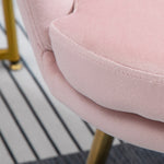 Lot de 2 fauteuil coquillage Fauteuil rose Fauteuil de salon Chaise en velours pieds métal dorés effilés dim. 67l x 64P x 77H cm rose