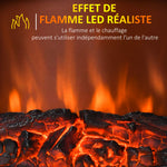 Cheminée électrique sur pied 1000/2000 W, fausse cheminée décorative avec effet flamme LED, protection contre la surchauffe, zone de couverture 15-30 m², noir