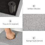 Lot de 2 poufs repose-pied tabouret bas en tissu de lin capacité de charge 150 Kg 40 x 30 x 24 cm gris