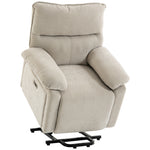 Fauteuil Releveur Électrique Massage et Chaleur Fauteuil Relax Électrique Chenille Ports USB Dossier Inclinable Crème