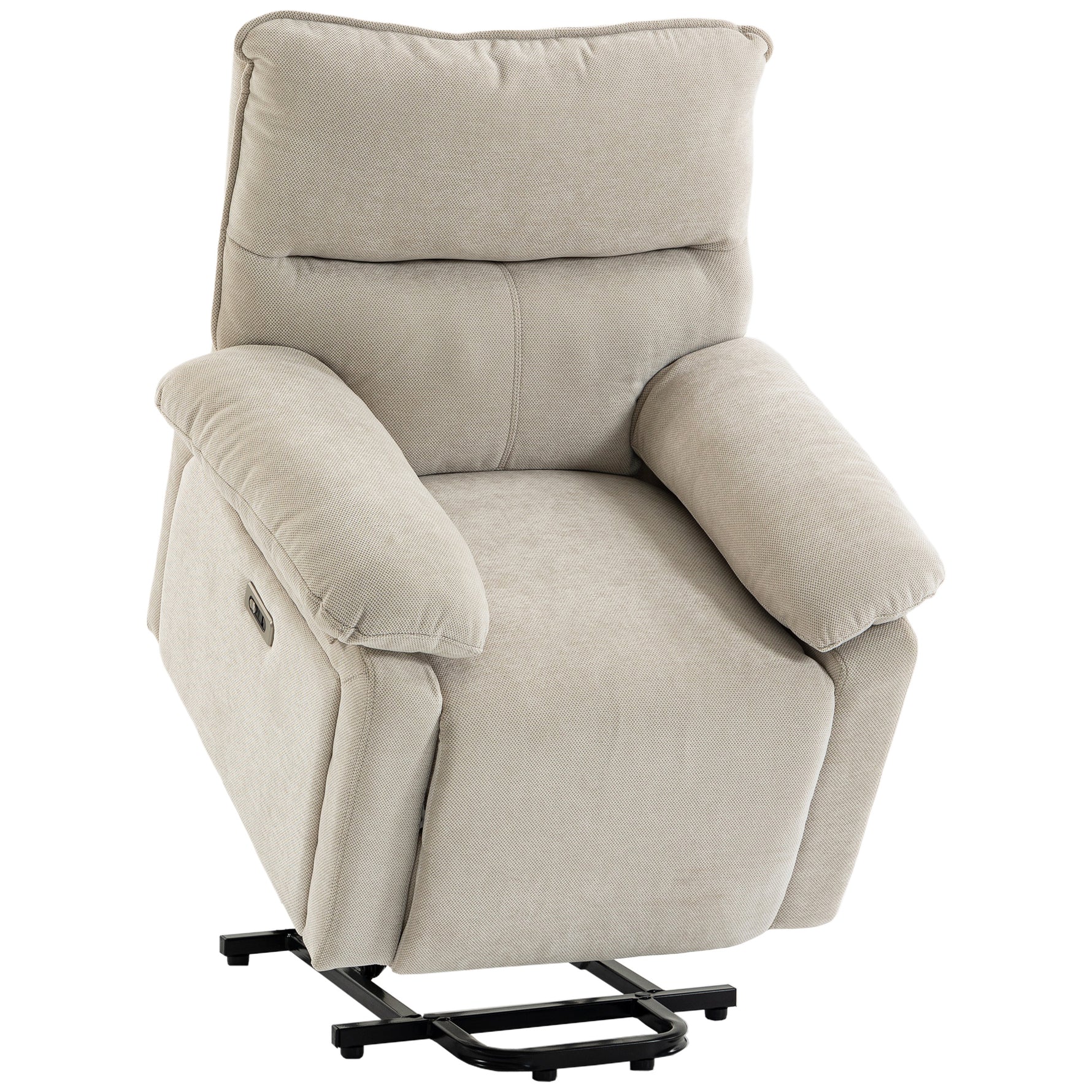 Fauteuil Releveur Électrique Massage et Chaleur Fauteuil Relax Électrique Chenille Ports USB Dossier Inclinable Crème