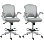 Lot de 2 fauteuils de bureau chaise de bureau assise haute réglable dim. 64L x 60l x 106-126H cm pivotant 360° maille