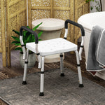 Tabouret de douche pour personnes âgées et handicapées avec accoudoirs, hauteur réglable, patins antidérapants, blanc