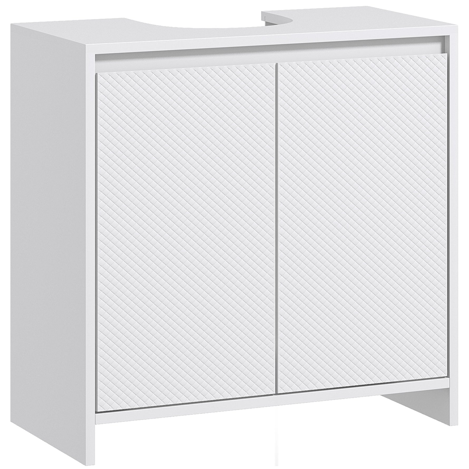 Meuble sous vasque 2 portes avec étagère réglable armoire de rangement pour lavabo 60l x 30P x 60H cm blanc