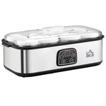 Yogurtiera con 8 vasetti in vetro da 180 ml, macchina per yogurt elettrica in acciaio inossidabile con timer, termostato regolabile e display digitale per dessert fatti in casa sani