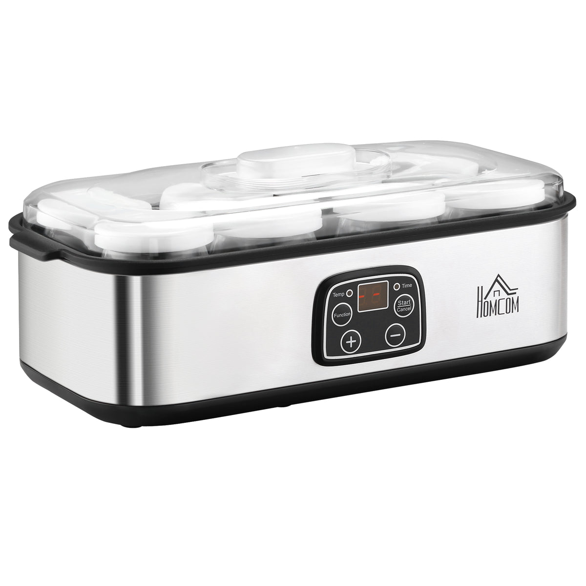 Yogurtiera con 8 vasetti in vetro da 180 ml, macchina per yogurt elettrica in acciaio inossidabile con timer, termostato regolabile e display digitale per dessert fatti in casa sani